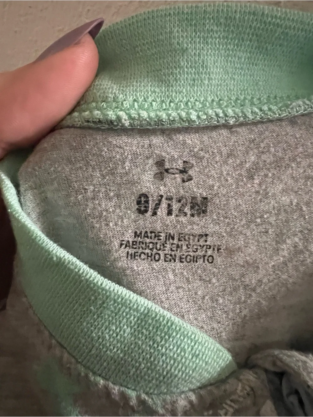 UNDER ARMOUR Full Zip Footed Casual Logo Sleeper Onsie‎ Grey Teal Baby 9-12 mo.